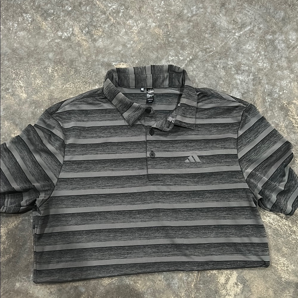 adidas Gray Striped Polo Shirt